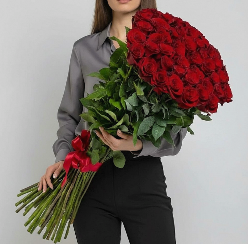Розы ОГРОМНЫЕ: 100-170 см Букет Дама