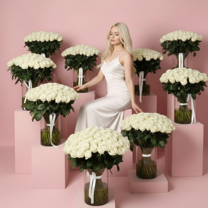 Букет 1001 белая роза