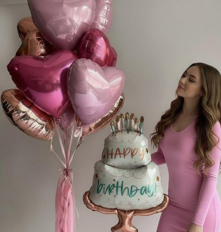 Облако шаров "Именинный торт"