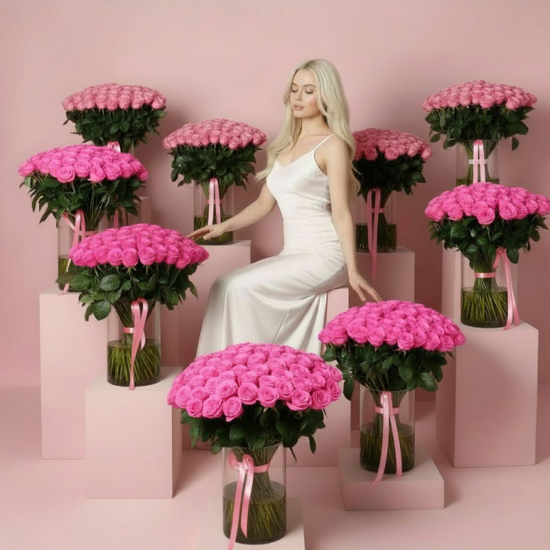 Букет 1001 розовая роза