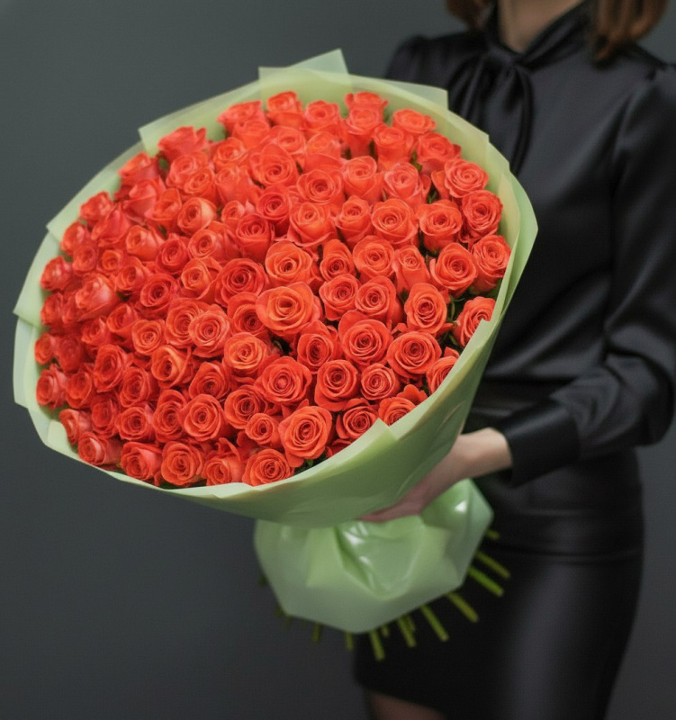 101 роза Букет Оранжевый рай
