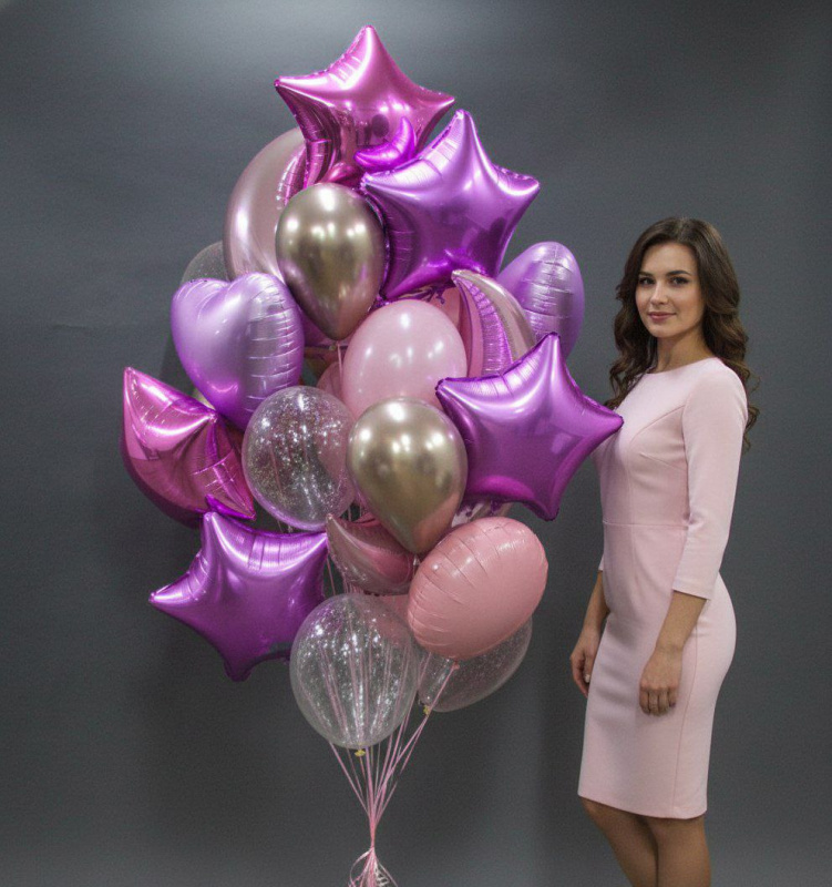 Облако шаров"Розовый фламинго"