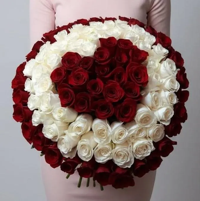 101 роза Букет Горячее Сердце