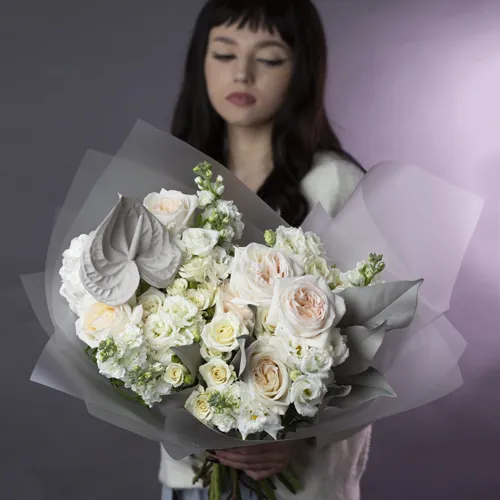 Цветы Букет Кокосовый крем