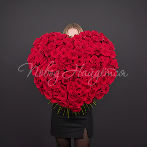 101 роза Букет Огненное сердце