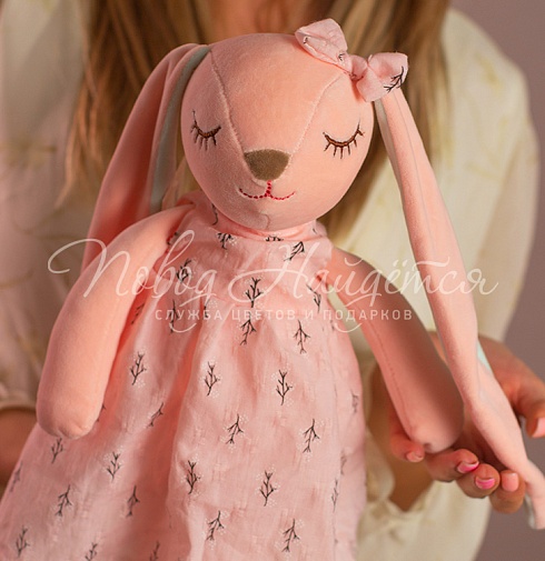 Заяц розовый, 50 см