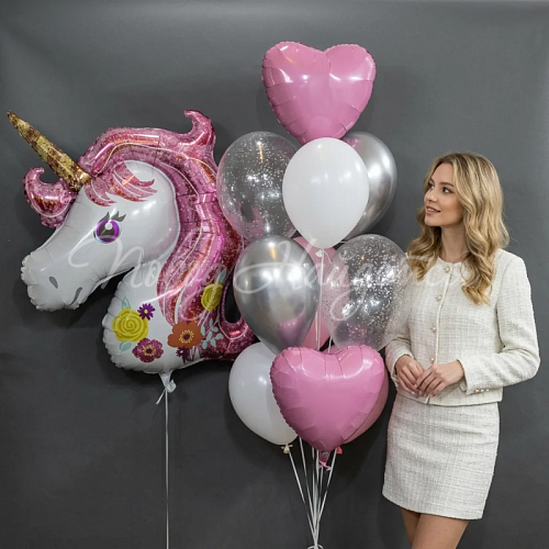 Воздушные шары Облако шаров "Милый единорог"