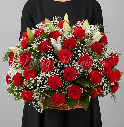 Траурные композиции Букет Траурная корзина №9