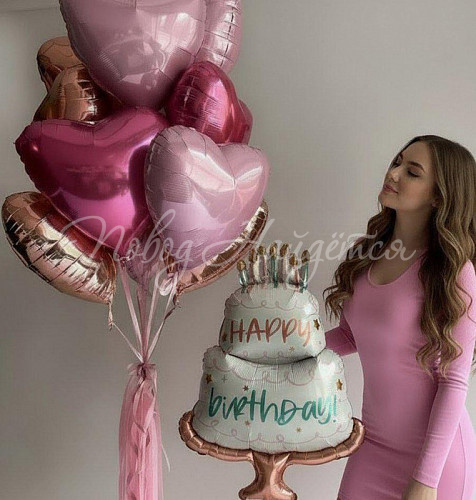 Облако шаров "Именинный торт"