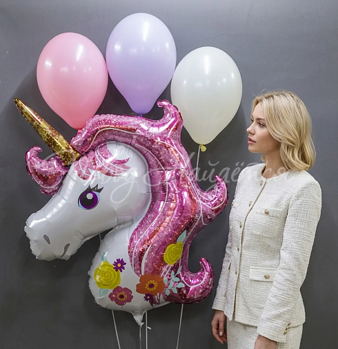 Облако шаров"Розовый единорог"