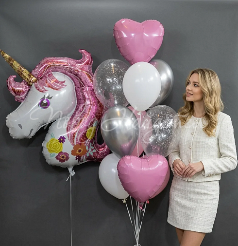 Облако шаров "Милый единорог"