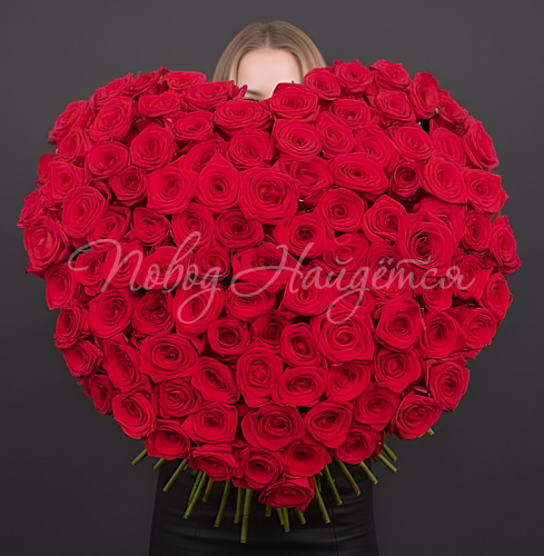 101 роза Букет Огненное сердце