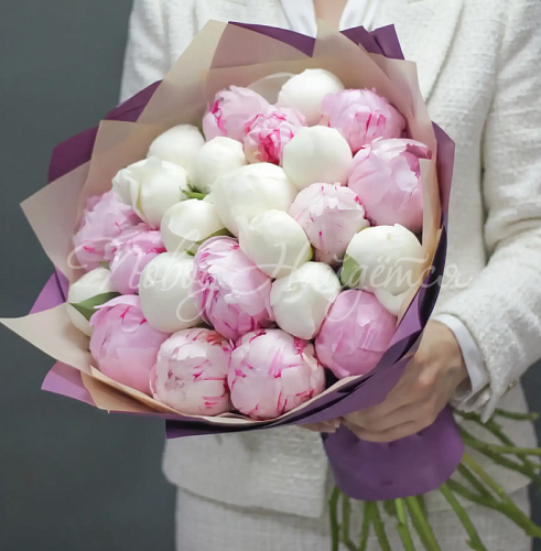 Монобукеты из пионов Букет Бархатный сезон