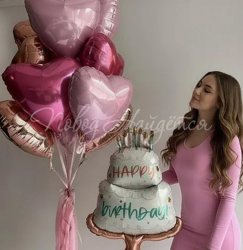 Облако шаров "Именинный торт"
